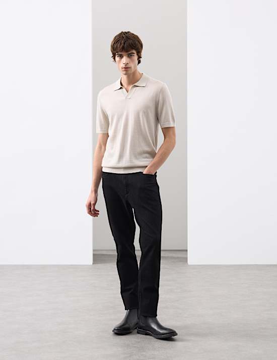 Pure Extra Fine Merino Wool Knitted Polo Shirt