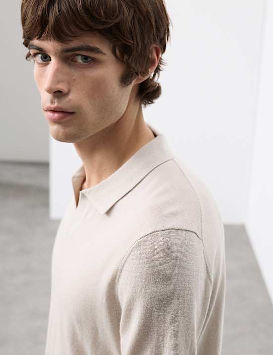 Pure Extra Fine Merino Wool Knitted Polo Shirt