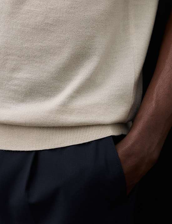 Pure Extra Fine Merino Wool Knitted Polo Shirt