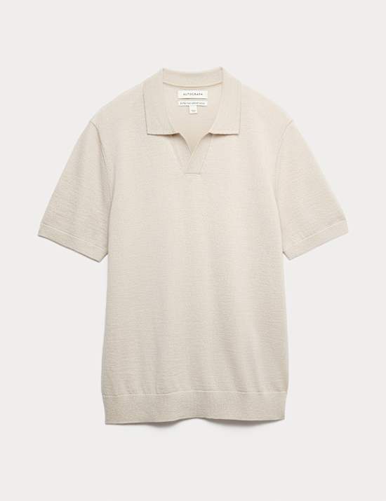Pure Extra Fine Merino Wool Knitted Polo Shirt