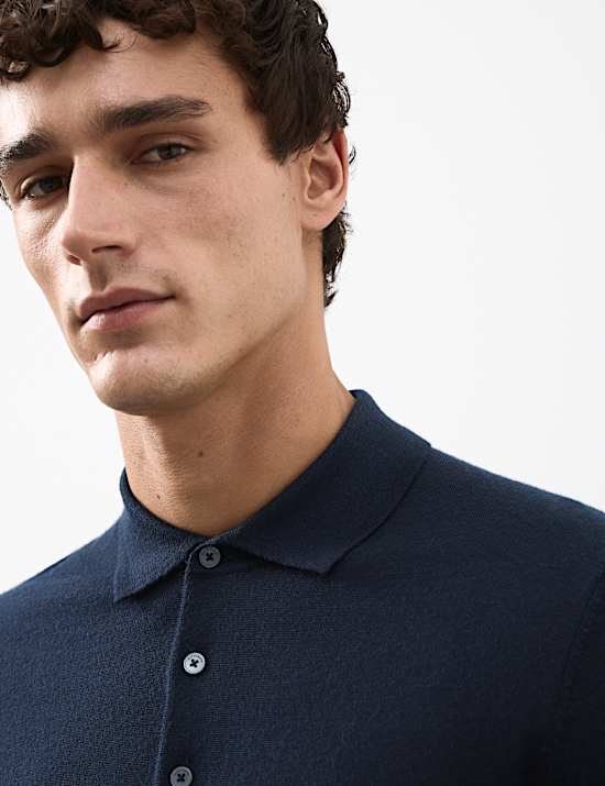 Pure Extra Fine Merino Wool Knitted Polo Shirt