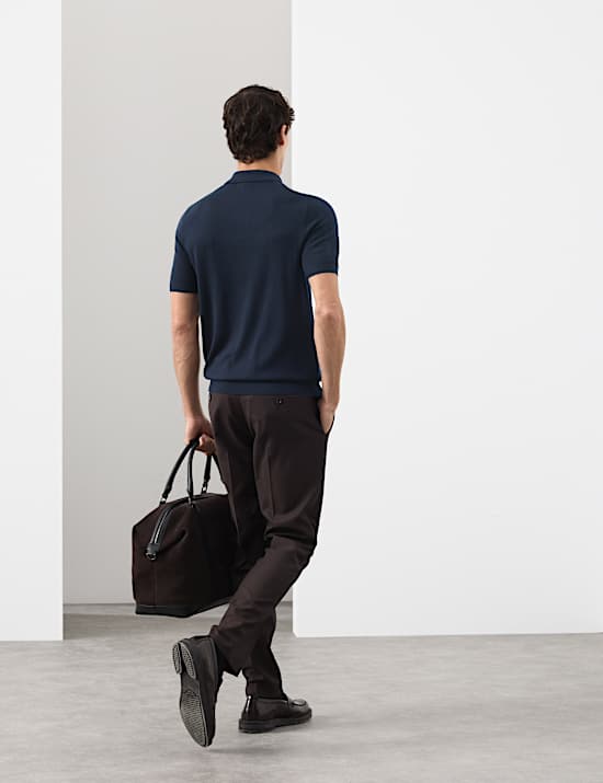 Pure Extra Fine Merino Wool Knitted Polo Shirt