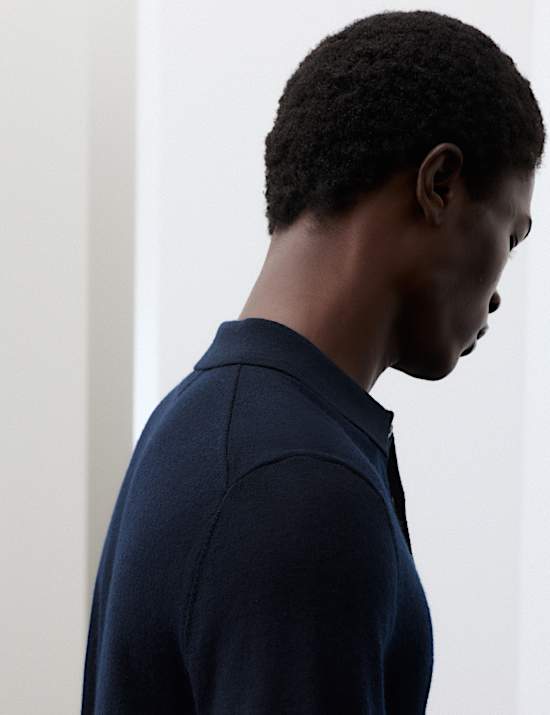 Pure Extra Fine Merino Wool Knitted Polo Shirt