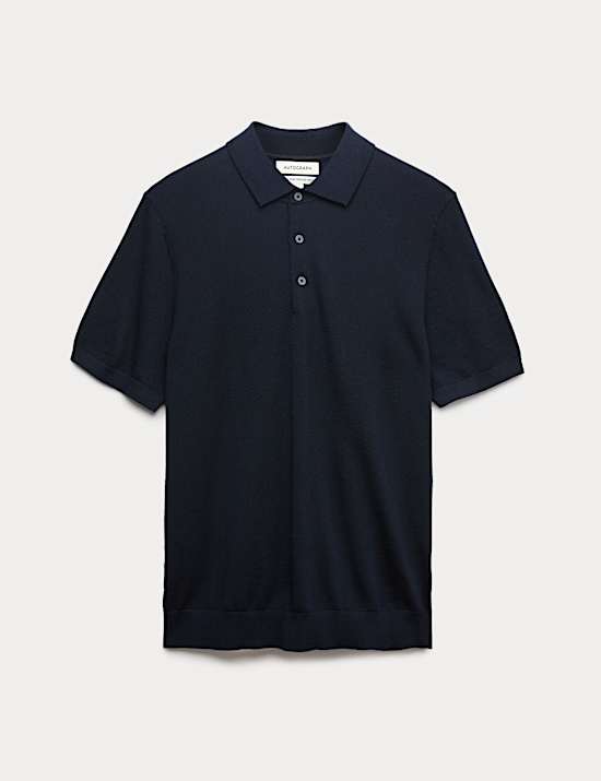 Pure Extra Fine Merino Wool Knitted Polo Shirt