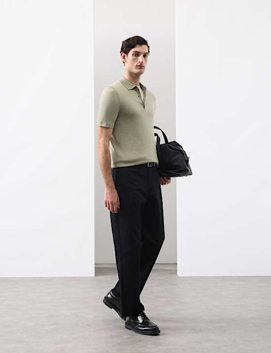 Pure Extra Fine Merino Wool Knitted Polo Shirt