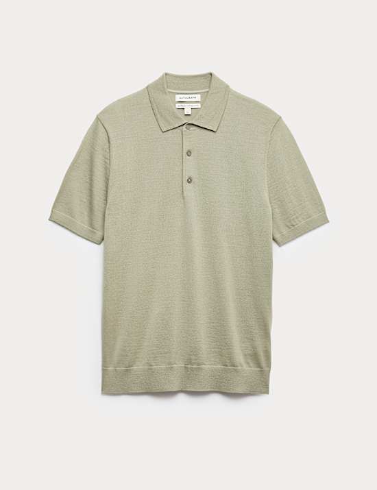 Pure Extra Fine Merino Wool Knitted Polo Shirt
