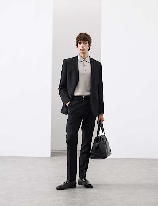 Pure Extra Fine Merino Wool Knitted Polo Shirt