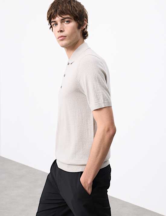 Pure Extra Fine Merino Wool Knitted Polo Shirt