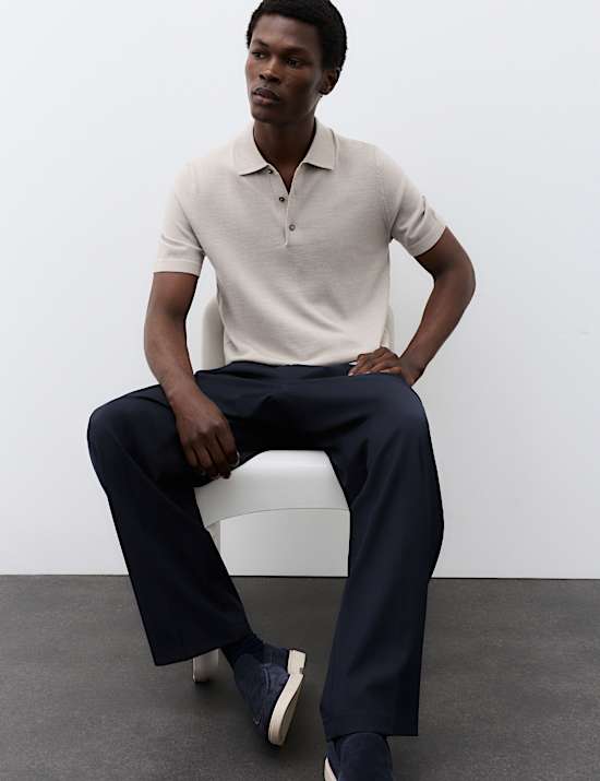 Pure Extra Fine Merino Wool Knitted Polo Shirt