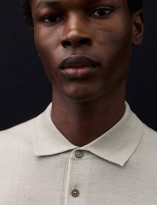 Pure Extra Fine Merino Wool Knitted Polo Shirt