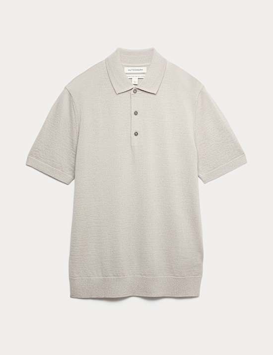 Pure Extra Fine Merino Wool Knitted Polo Shirt