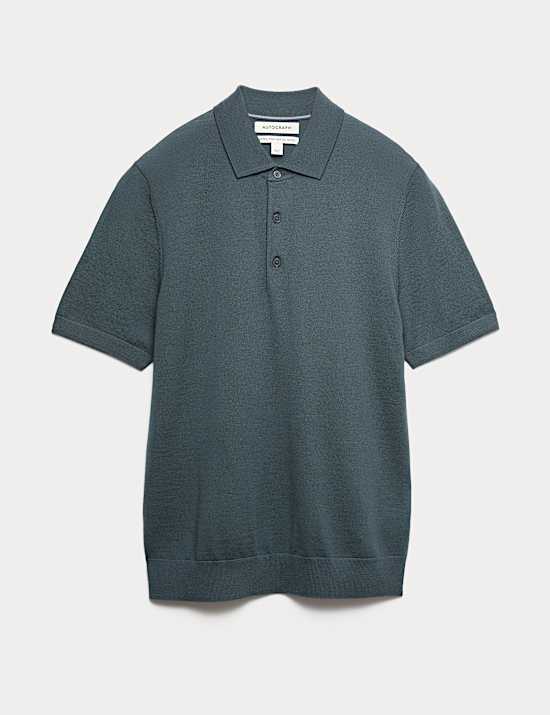 Pure Extra Fine Merino Wool Knitted Polo Shirt