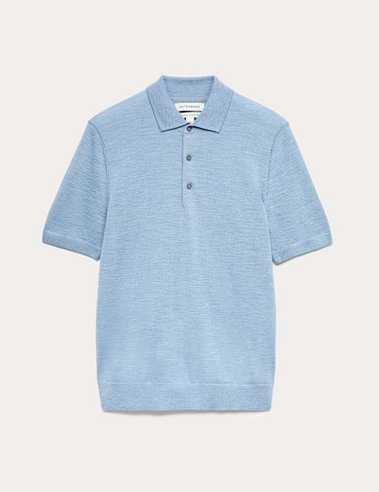Pure Extra Fine Merino Wool Knitted Polo Shirt