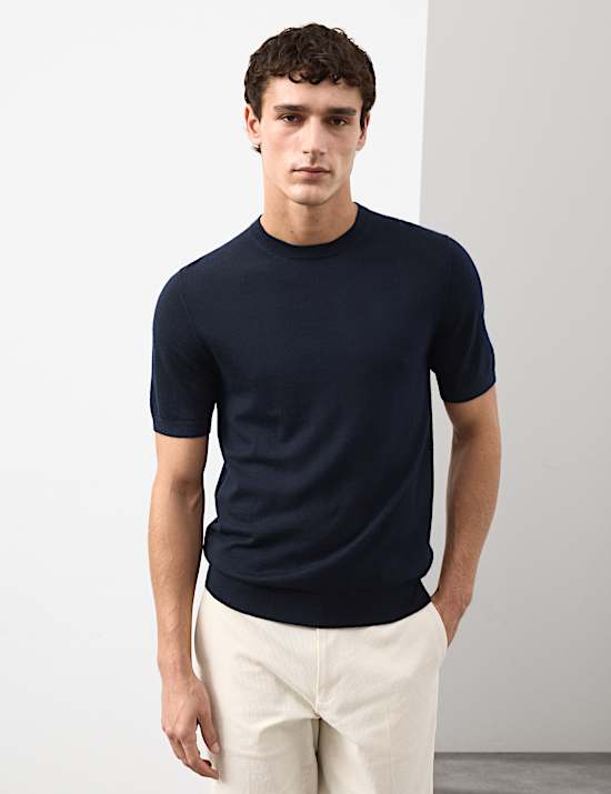Pure Extra Fine Merino Wool Crew Neck T-Shirt