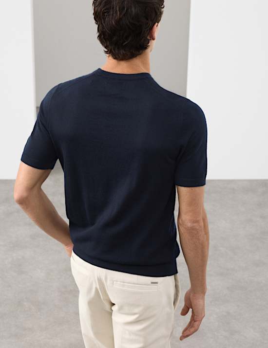 Pure Extra Fine Merino Wool Crew Neck T-Shirt