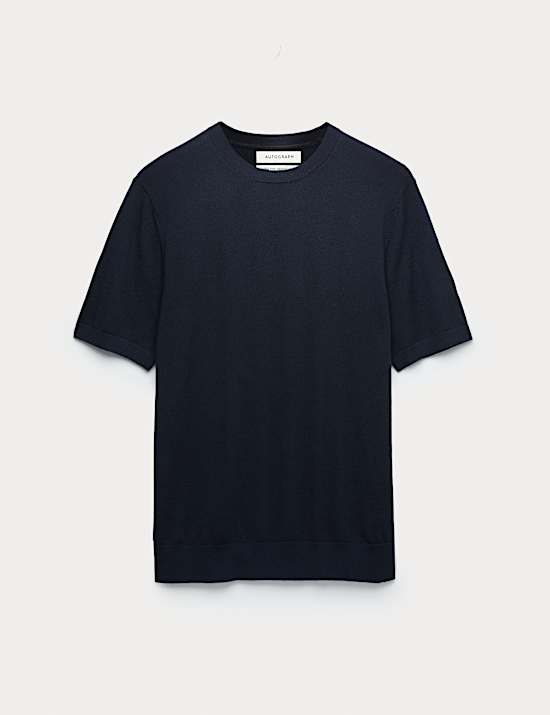 Pure Extra Fine Merino Wool Crew Neck T-Shirt