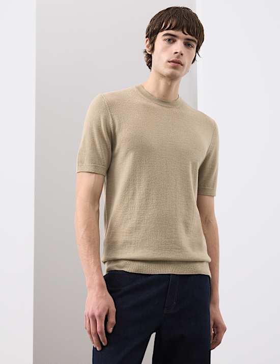 Pure Extra Fine Merino Wool Crew Neck T-Shirt