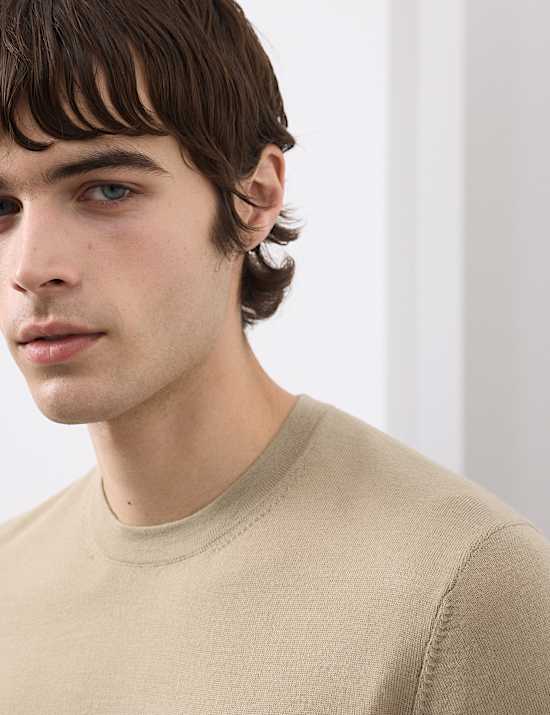 Pure Extra Fine Merino Wool Crew Neck T-Shirt