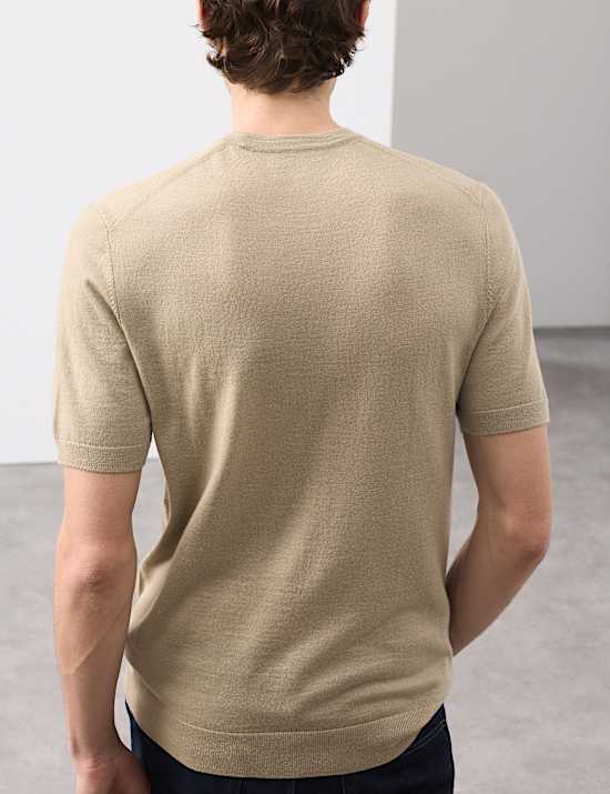 Pure Extra Fine Merino Wool Crew Neck T-Shirt