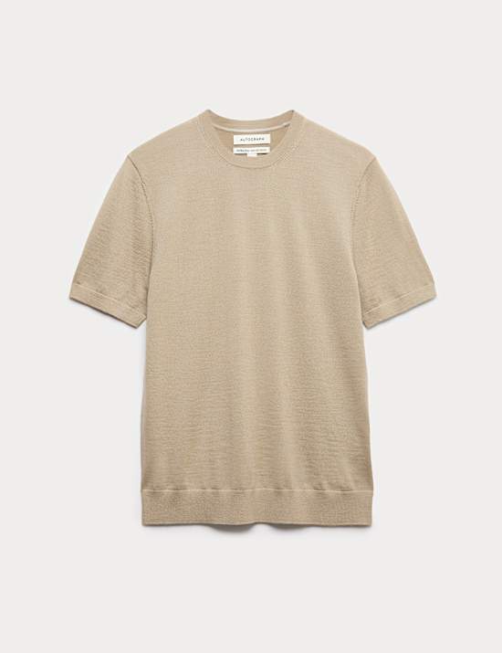 Pure Extra Fine Merino Wool Crew Neck T-Shirt