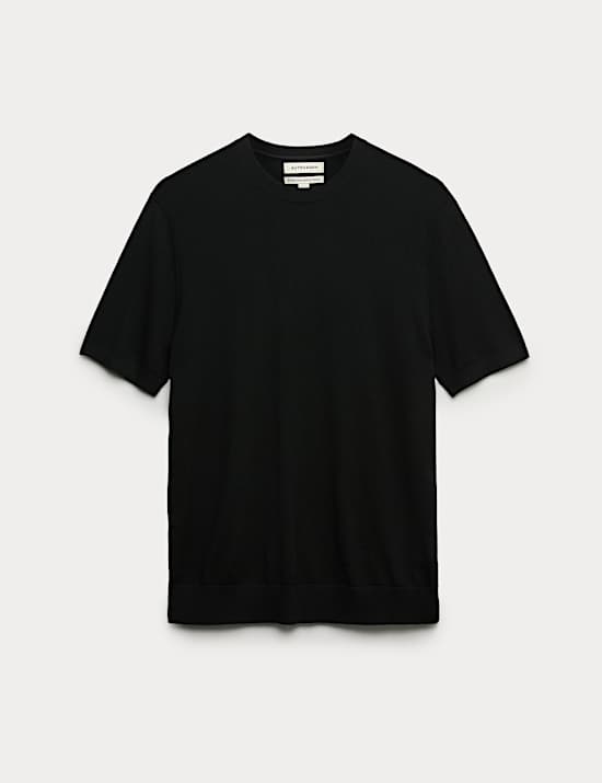 T-shirt van zuivere, extra fijne merinowol met ronde hals