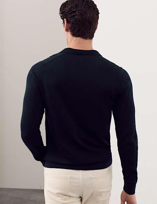 Pure Extra Fine Merino Wool Knitted Polo Shirt