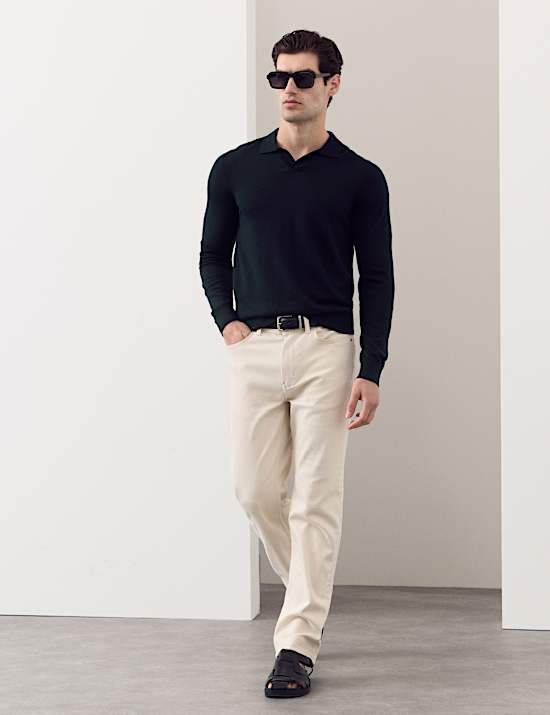 Pure Extra Fine Merino Wool Knitted Polo Shirt