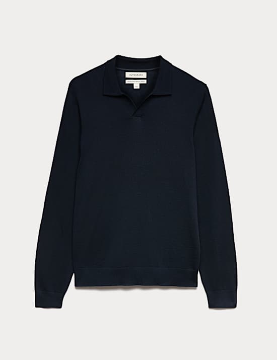 Pure Extra Fine Merino Wool Knitted Polo Shirt