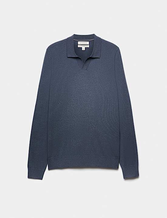 Pure Extra Fine Merino Wool Knitted Polo Shirt