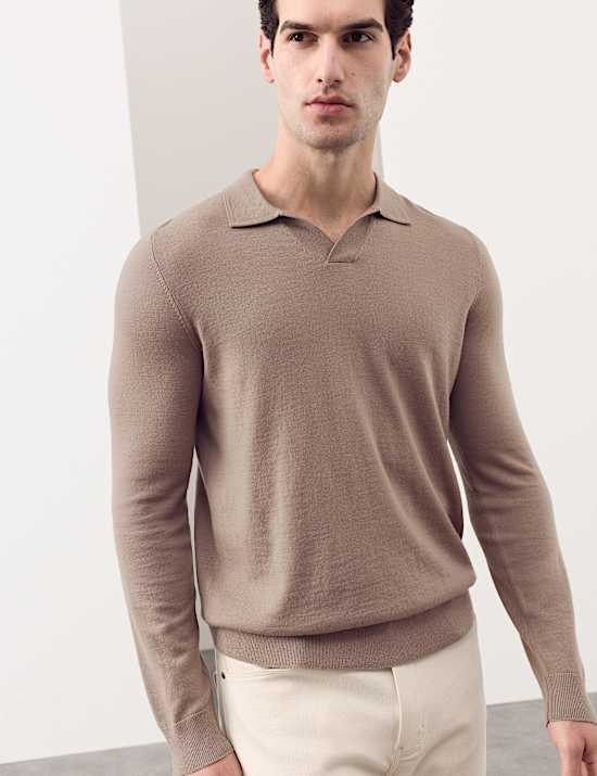 Pure Extra Fine Merino Wool Knitted Polo Shirt