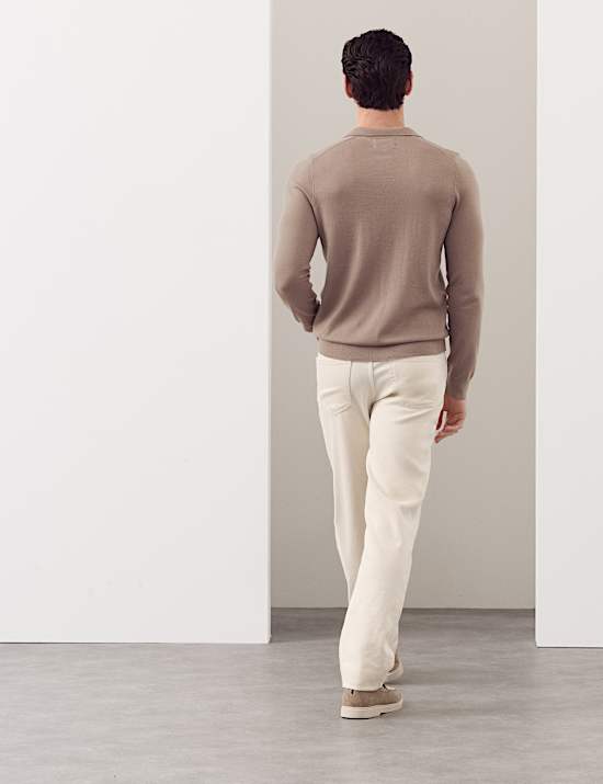Pure Extra Fine Merino Wool Knitted Polo Shirt