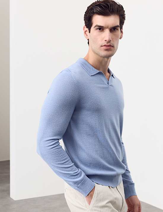 Pure Extra Fine Merino Wool Knitted Polo Shirt