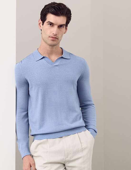 Pure Extra Fine Merino Wool Knitted Polo Shirt