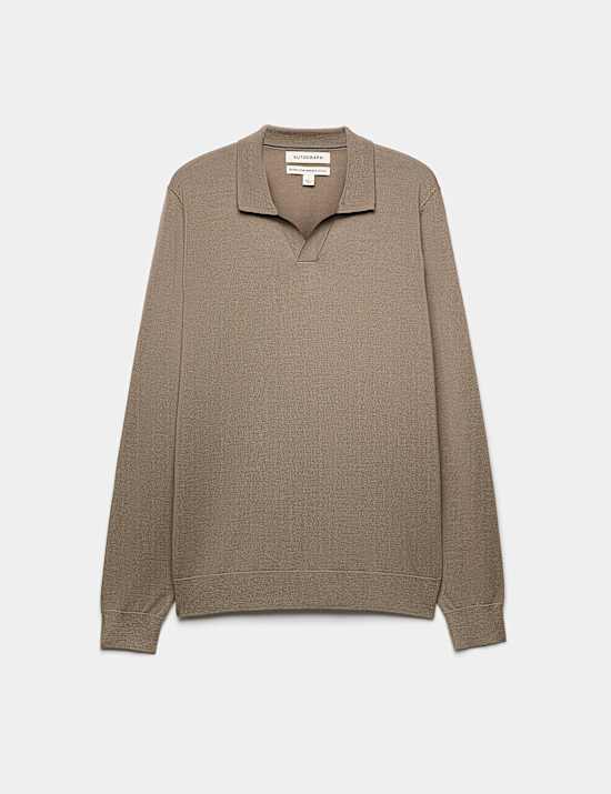 Pure Extra Fine Merino Wool Knitted Polo Shirt