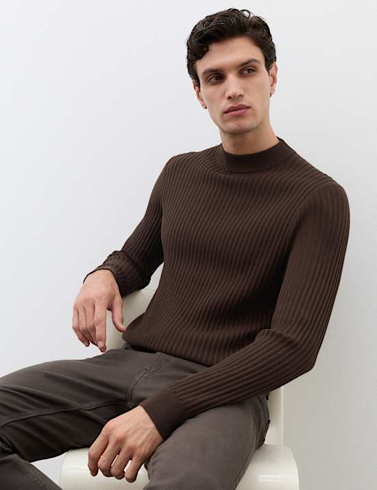 Ribbed High Neck Jumper