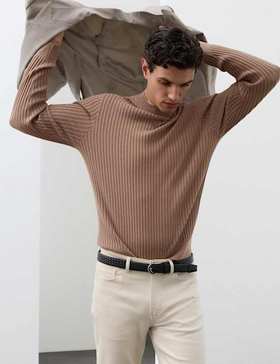 Ribbed High Neck Jumper