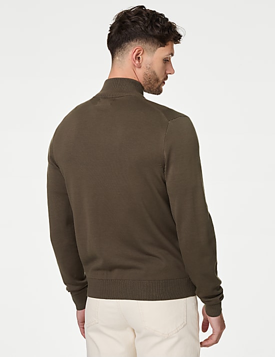 Pullover mit hoher Baumwollanteil, Stehkragen und Reißverschluss