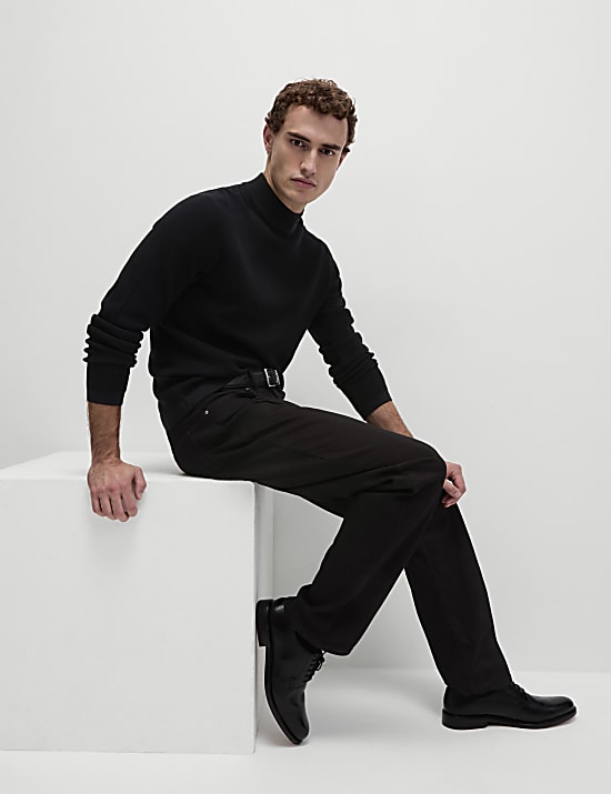 Cotton Rich Textured High Neck Jumper with Modal