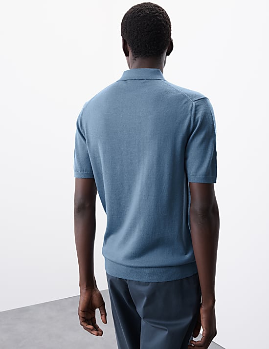 Polo de punto 100 % lana merino extrafina