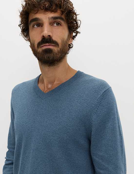 Pure Cotton V-Neck Jumper