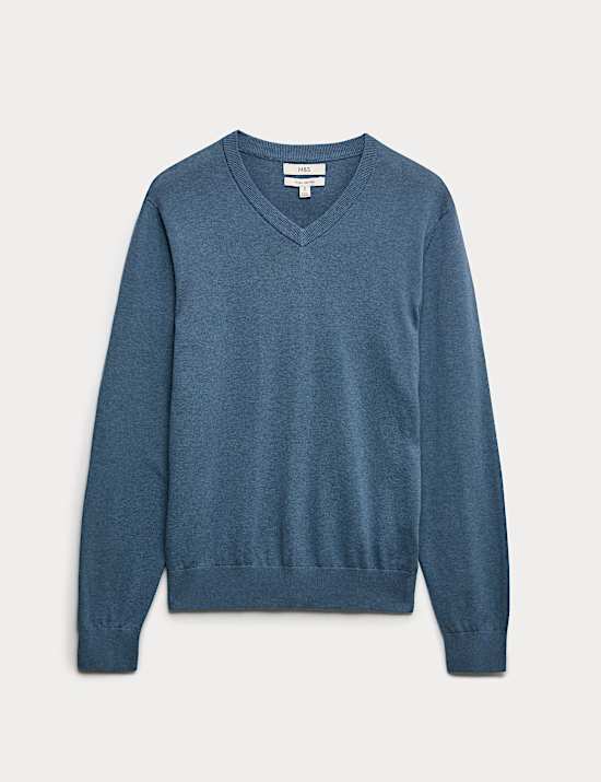 Pure Cotton V-Neck Jumper