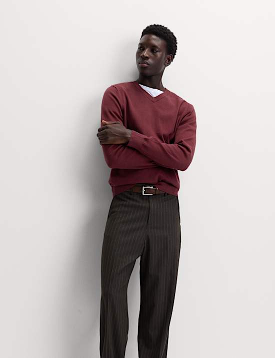 Pure Cotton V-Neck Jumper