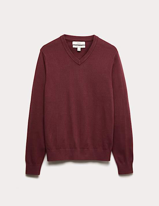 Pure Cotton V-Neck Jumper