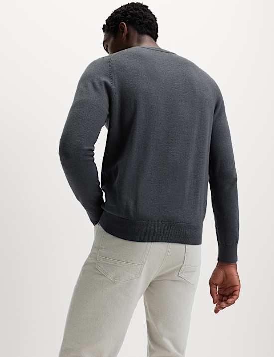 Pure Cotton V-Neck Jumper