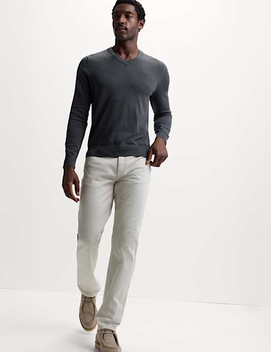 Pure Cotton V-Neck Jumper