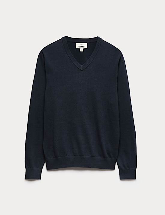 Pure Cotton V-Neck Jumper