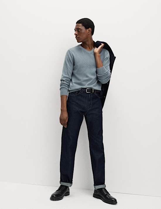 Trui van puur katoen met V-hals