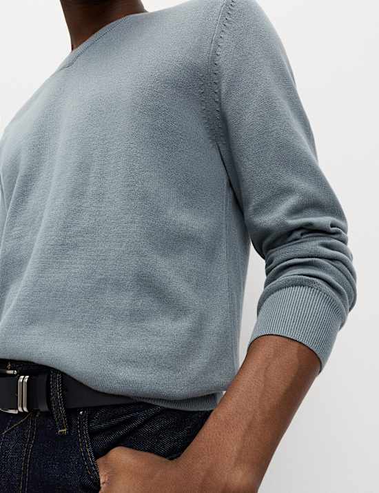 Trui van puur katoen met V-hals
