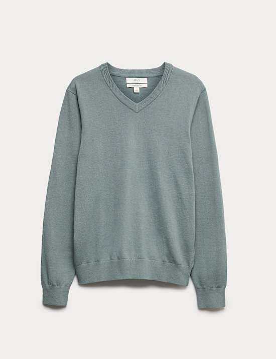 Trui van puur katoen met V-hals