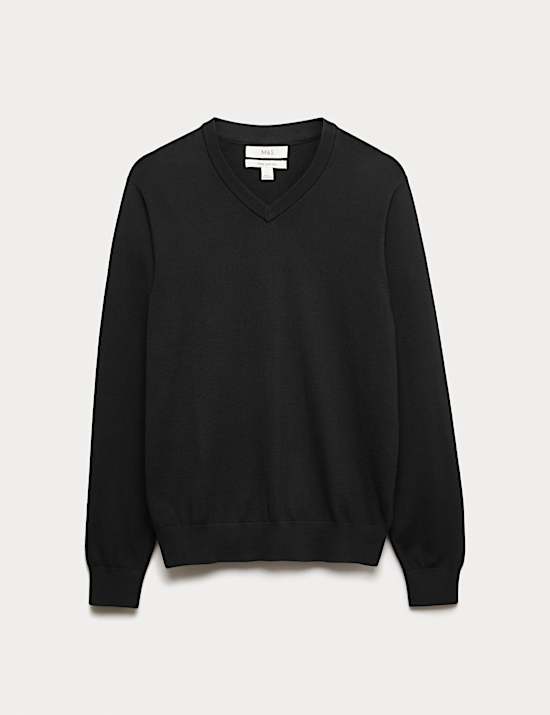 Sweter z dekoltem w serek ze 100% bawełny